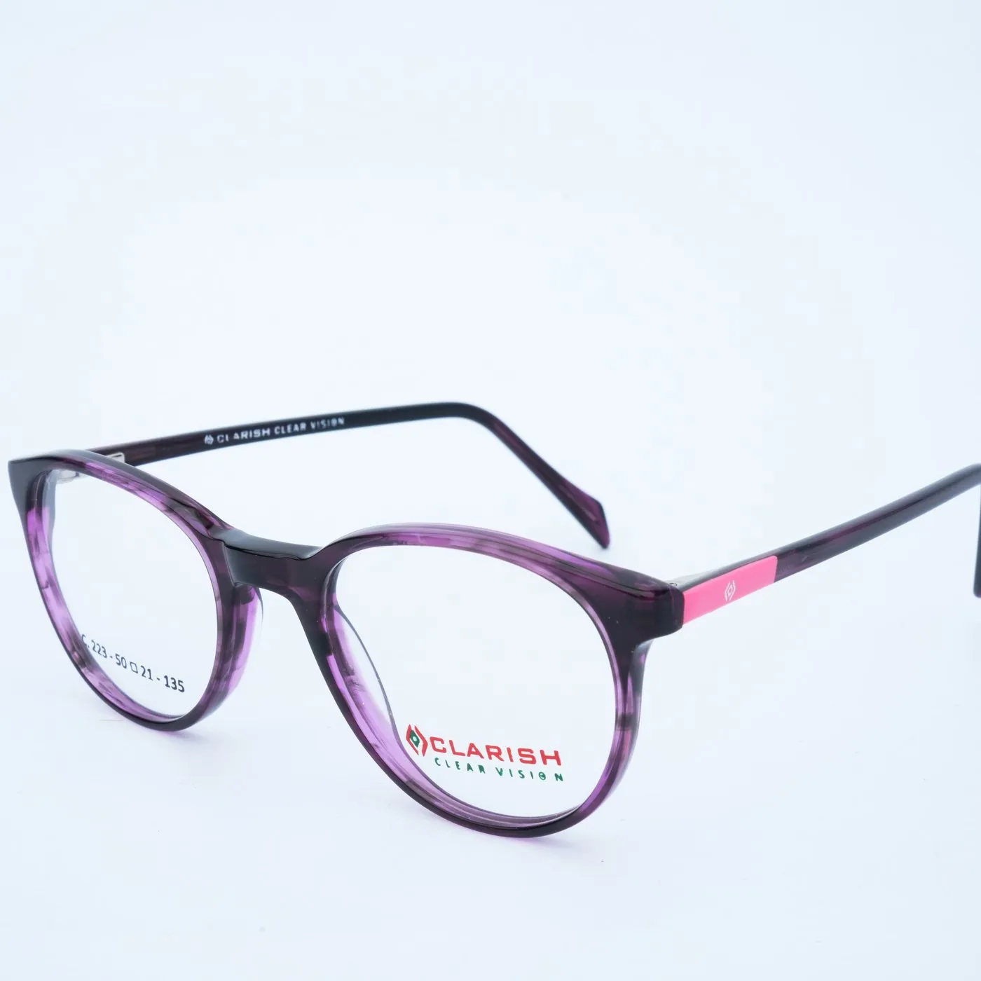 Clarish™ C.223 round cellulose acetate optical frame, 50 □ 21 – 135