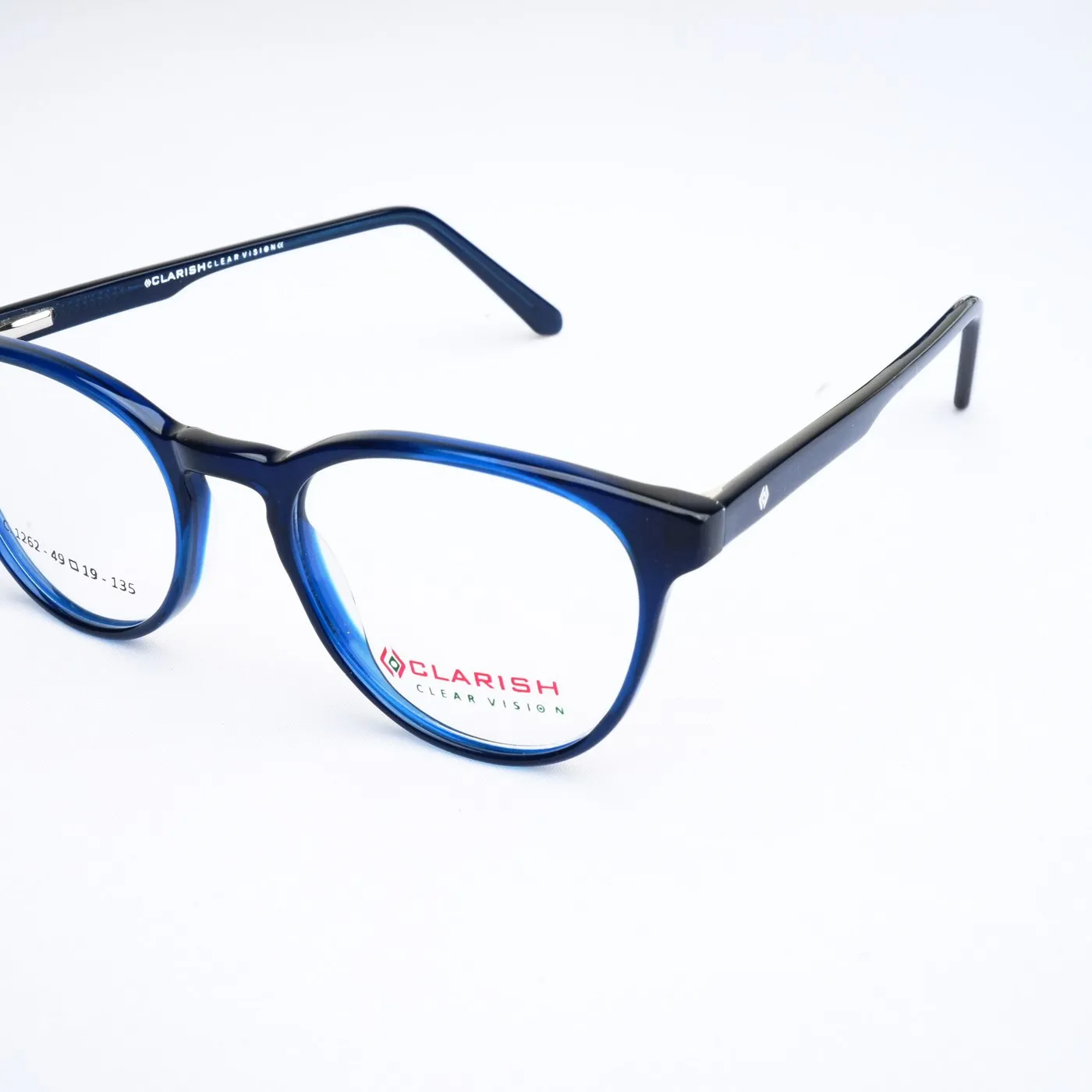 A Clarish™ round acetate optical frame in deep olive, showing colour through the full section